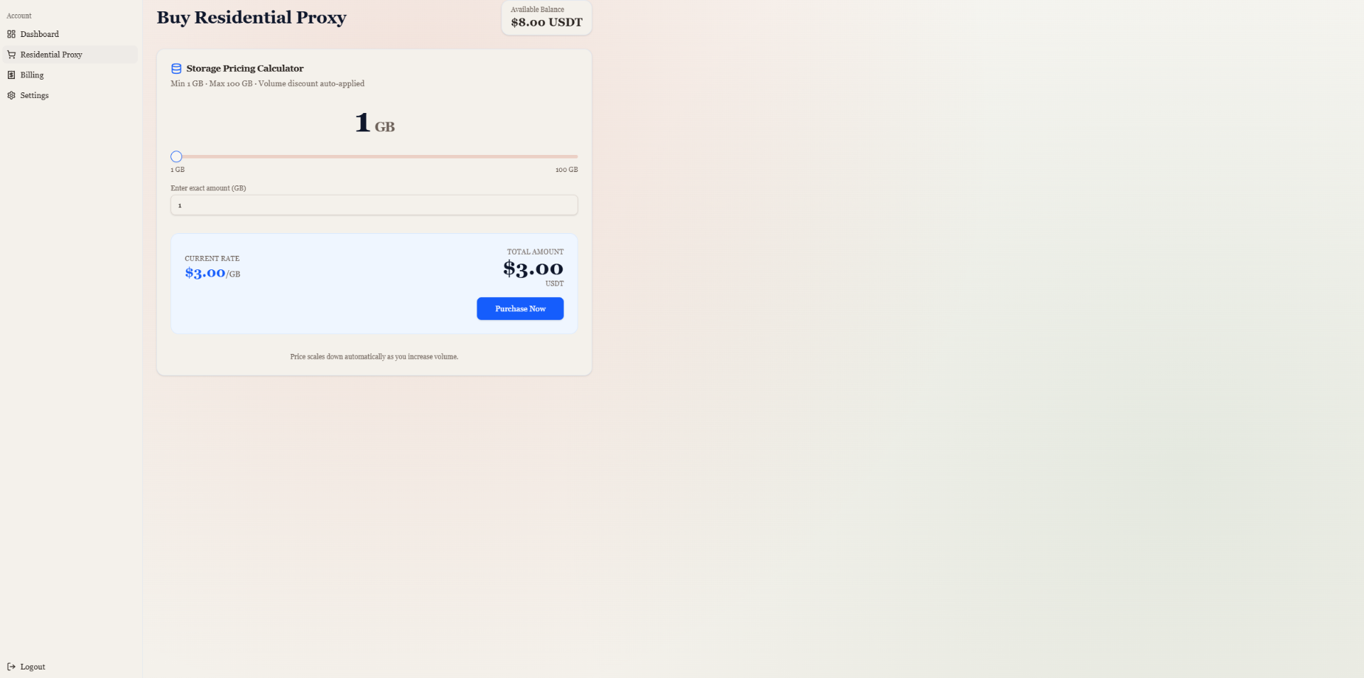 Pick your traffic — start as low as 1 GB